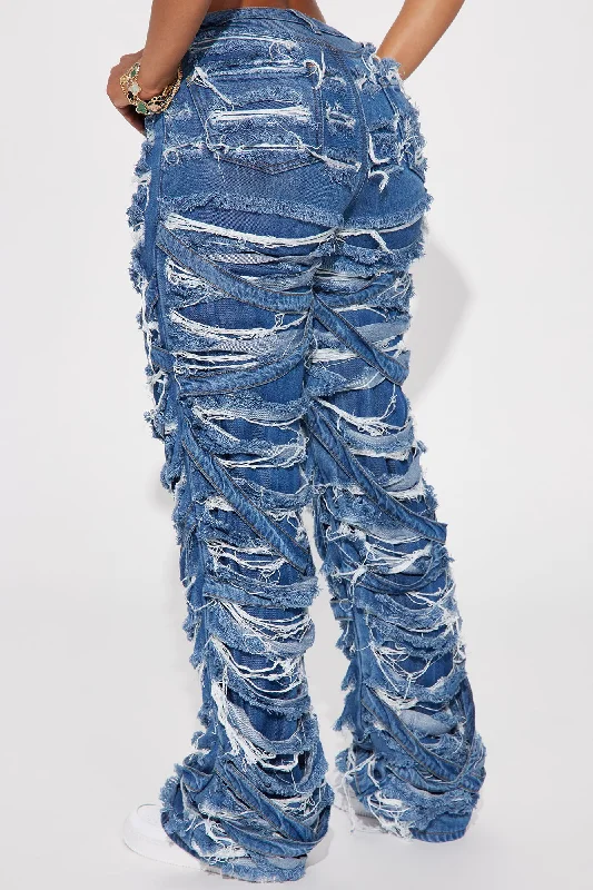 Never Low Key Shredded Straight Leg Jeans - Dark Wash