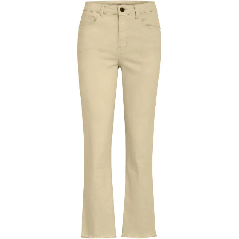 PCFione MW Cropped Jeans - Safari Sand