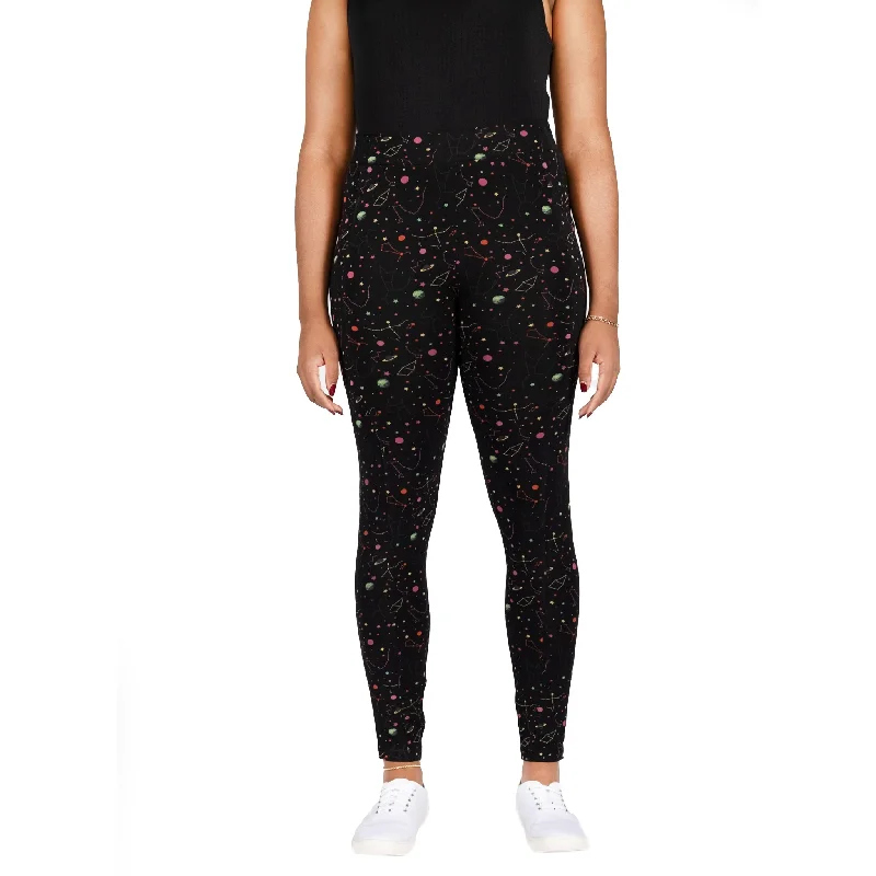 Rainbow Constellations Glow-in-the-Dark Adults Leggings with Pockets