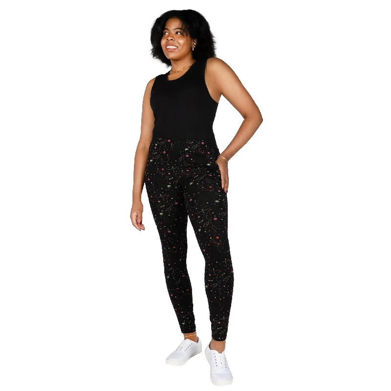 Rainbow Constellations Glow-in-the-Dark Adults Leggings with Pockets