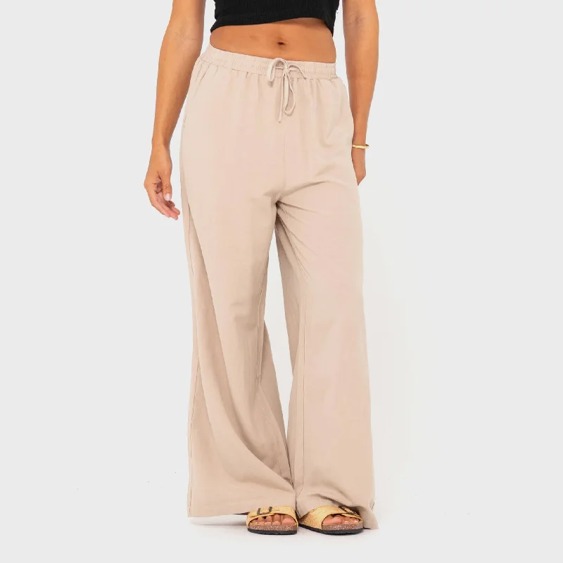 Rusty Womens Alannah High Waisted Lounge Pant - Light Khaki