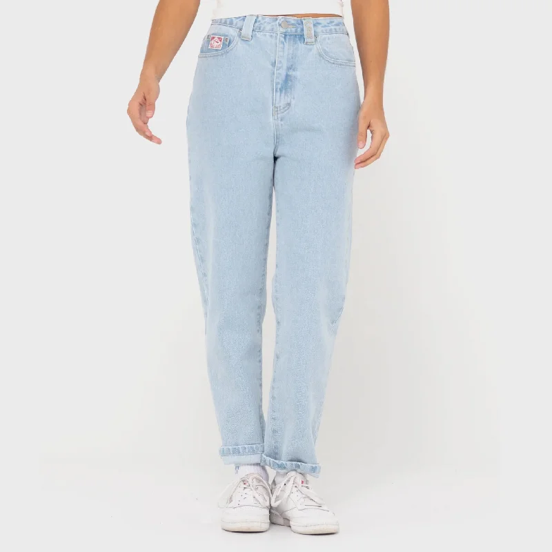 Rusty Womens High Waisted Straight Mom Jean - Sky Blue Heather