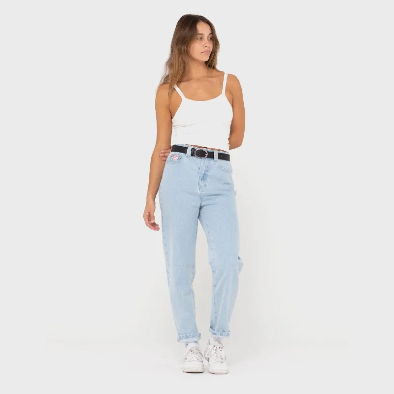 Rusty Womens High Waisted Straight Mom Jean - Sky Blue Heather