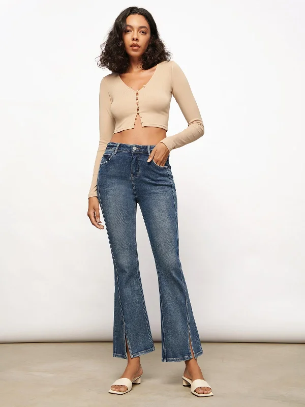 Split-hem Flare Jeans