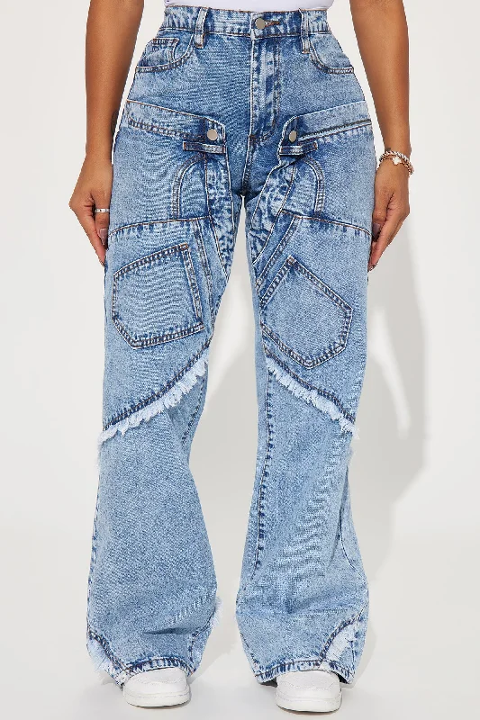 Taking A Chance Easy Waist Wide Leg Jeans - Light Wash