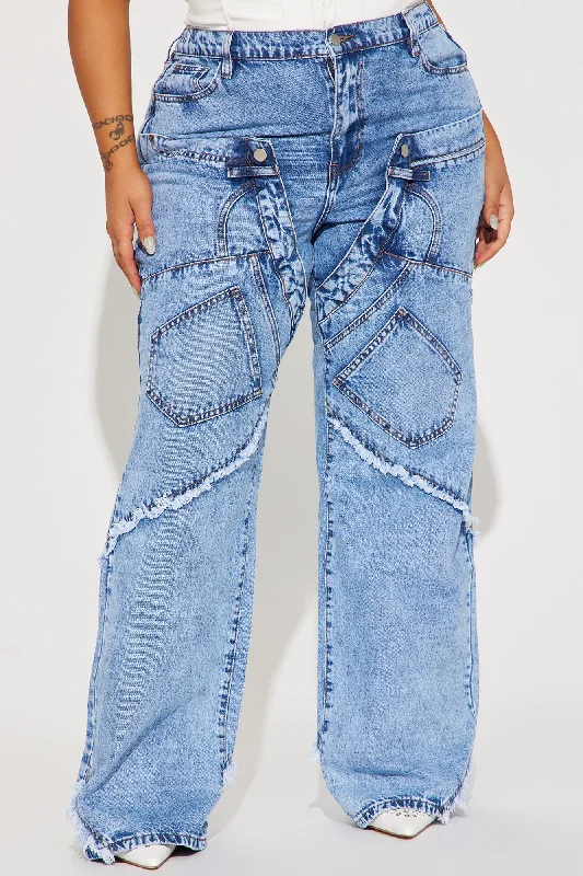 Taking A Chance Easy Waist Wide Leg Jeans - Light Wash