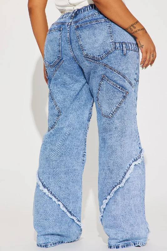 Taking A Chance Easy Waist Wide Leg Jeans - Light Wash