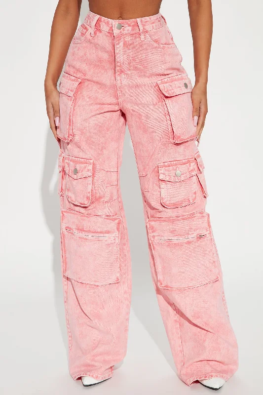 Tall Lily High Rise Cargo Jeans - Pink