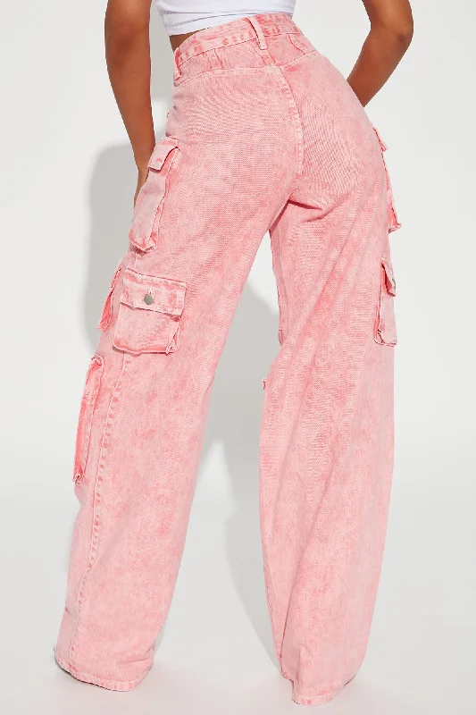 Tall Lily High Rise Cargo Jeans - Pink