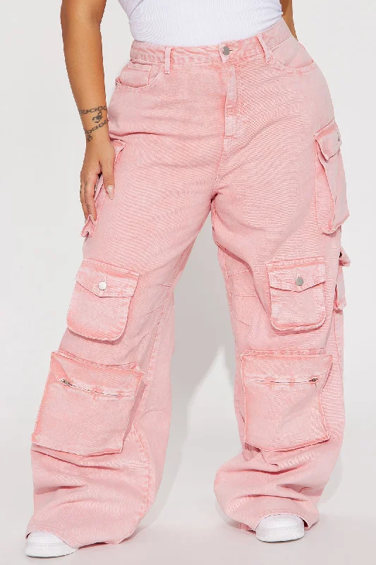 Tall Lily High Rise Cargo Jeans - Pink