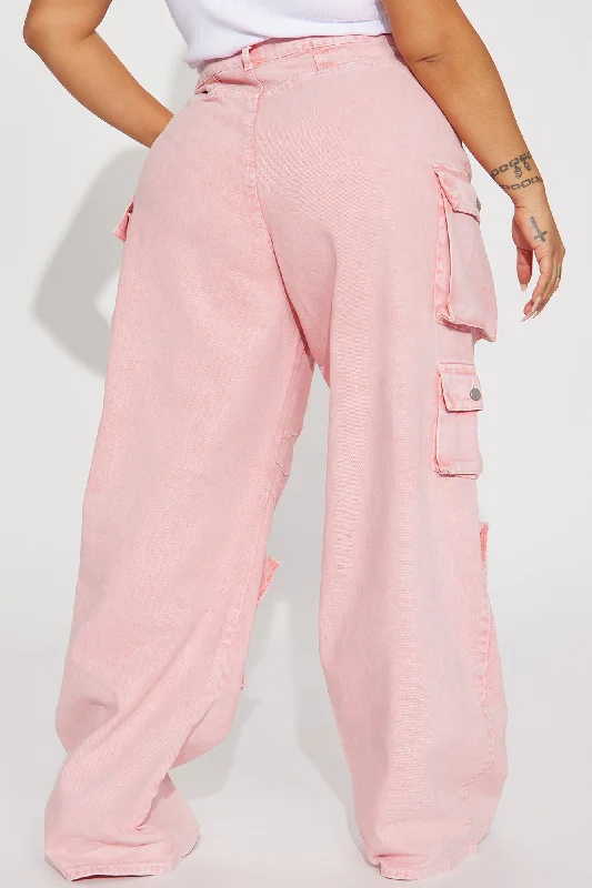 Tall Lily High Rise Cargo Jeans - Pink