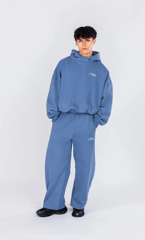 Wide Leg Sweatpants - Dull Blue