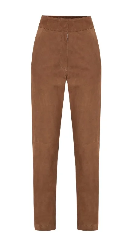 Alma Straight-Leg Suede Leather Trousers