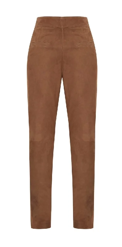 Alma Straight-Leg Suede Leather Trousers