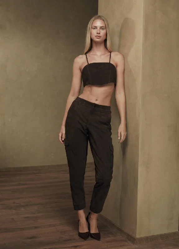 Hailey Suede Leather Cargo Pants