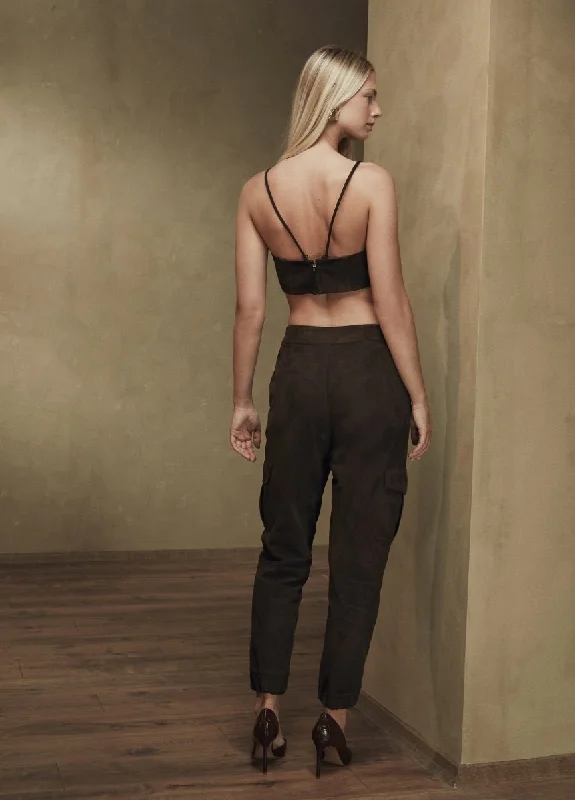 Hailey Suede Leather Cargo Pants