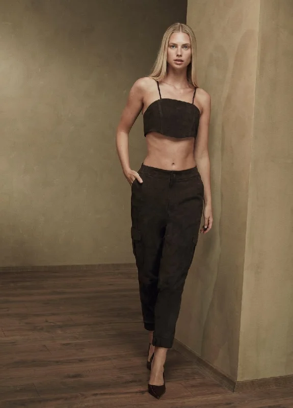 Hailey Suede Leather Cargo Pants