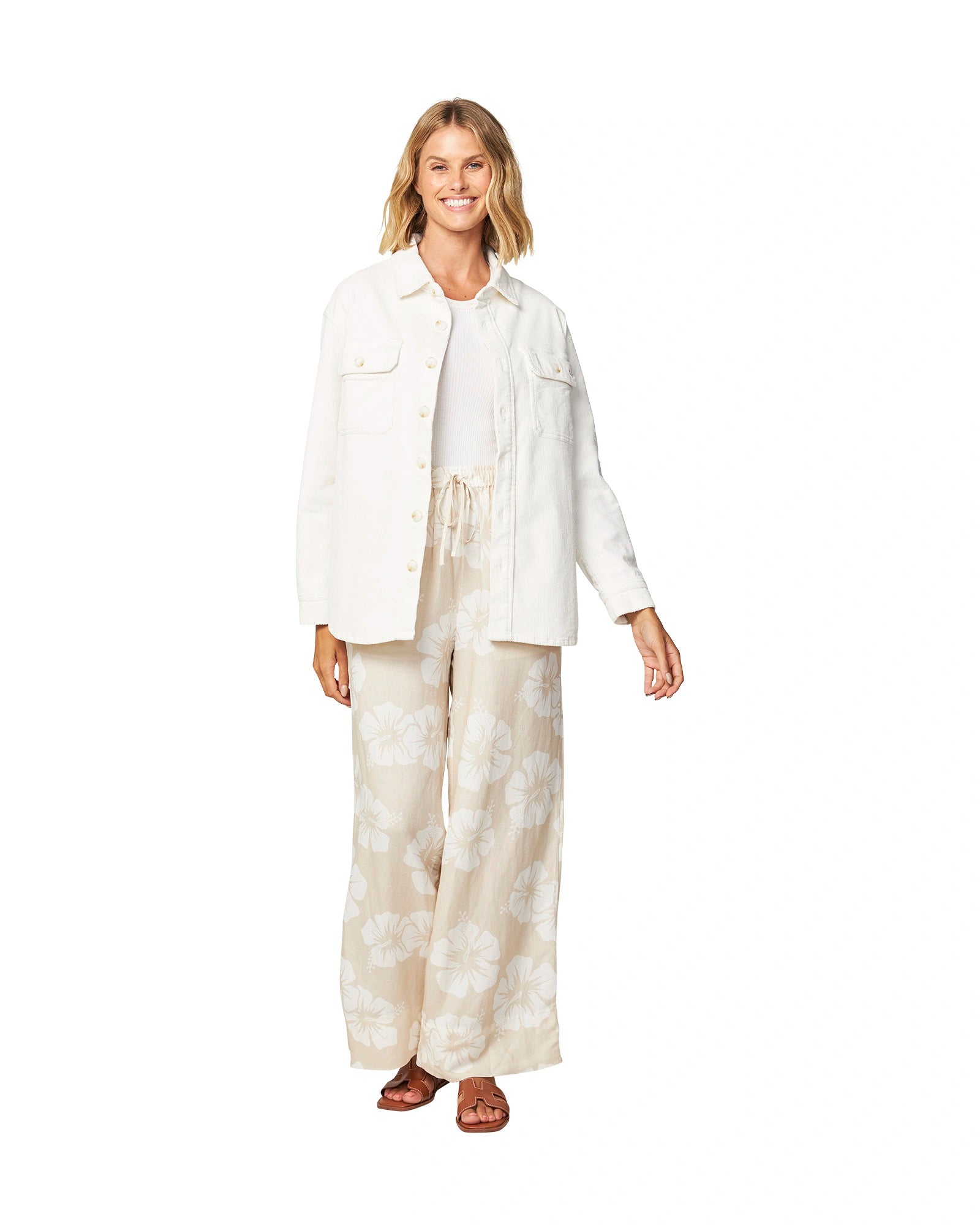 Womens - Pant - Wide Leg Beach Pant - OG Paradise - Hibiscus Natural