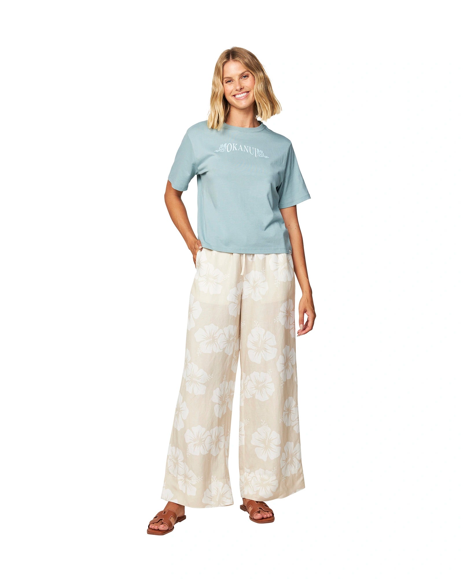 Womens - Pant - Wide Leg Beach Pant - OG Paradise - Hibiscus Natural