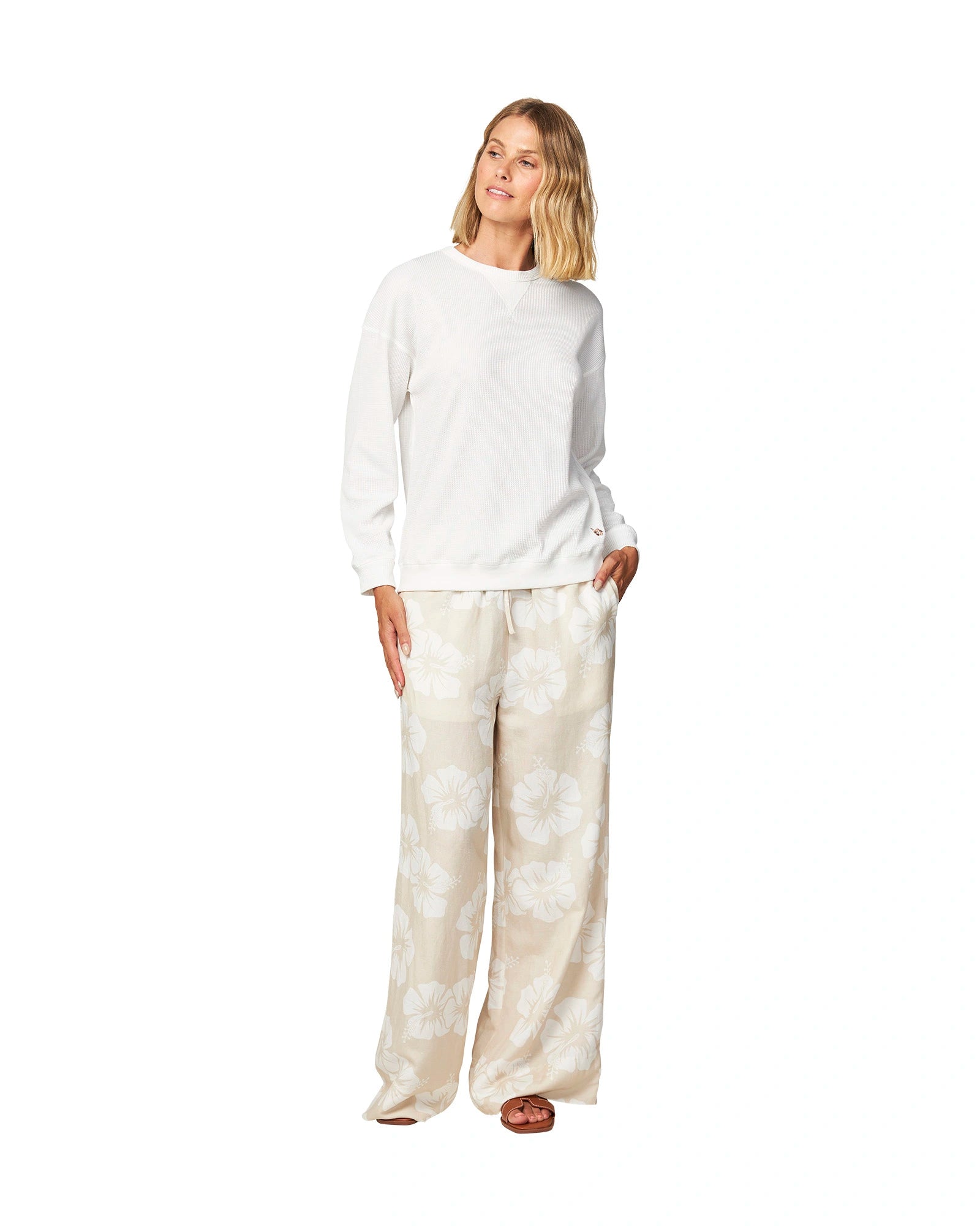 Womens - Pant - Wide Leg Beach Pant - OG Paradise - Hibiscus Natural