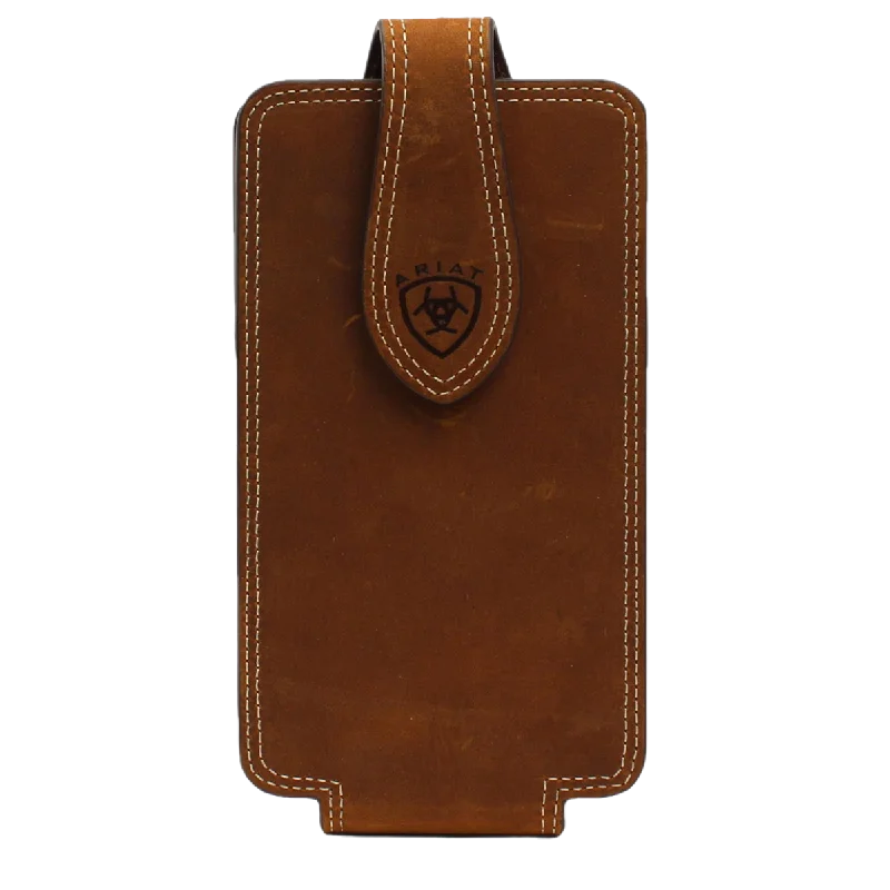 Ariat Double Stitched Medium Brown Leather Cell Phone Case A0600044