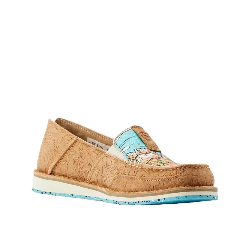 Ariat Ladies Arizona Skies Tan Suede Emboss Slip On Cruiser 10042525