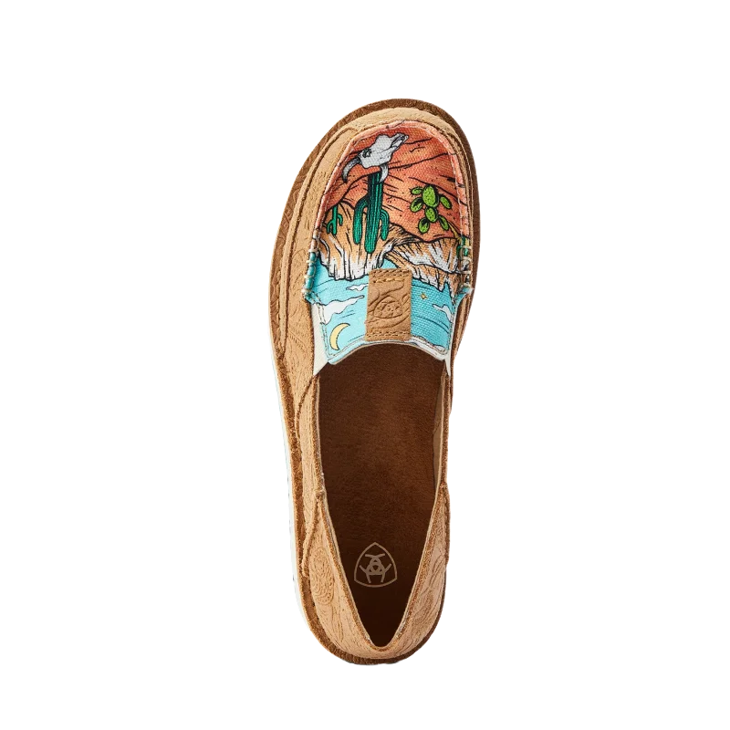 Ariat Ladies Arizona Skies Tan Suede Emboss Slip On Cruiser 10042525