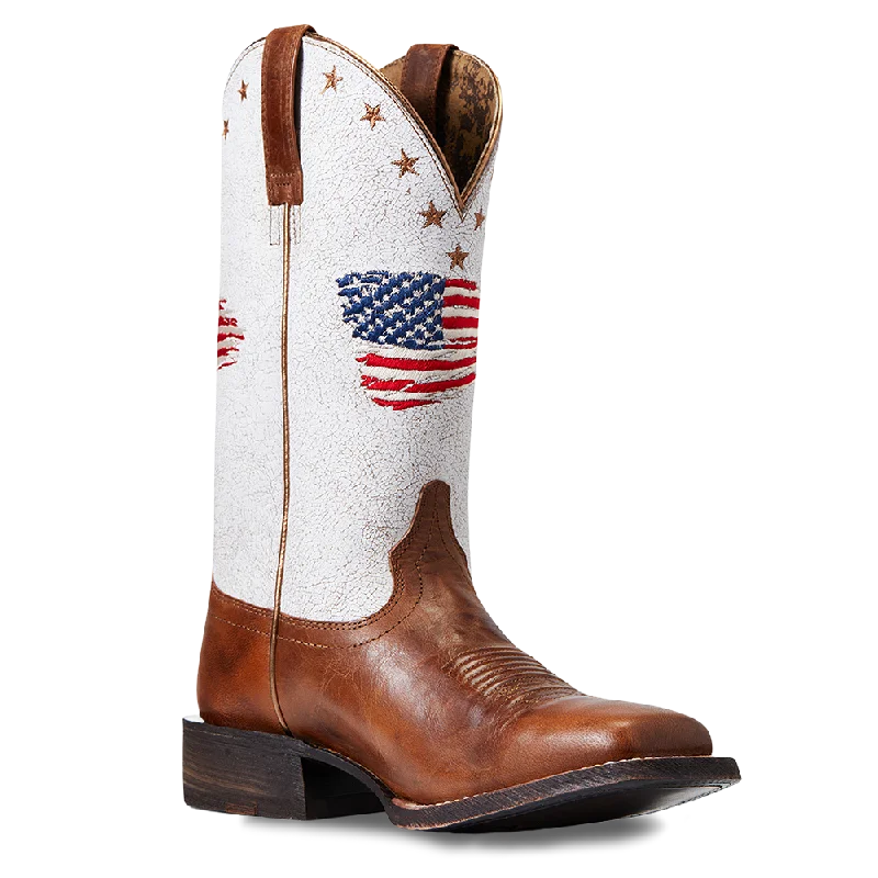 Ariat Ladies Circuit Patriot Crackle White Square Toe Boots 10040400