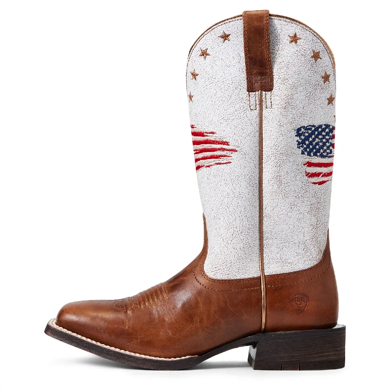 Ariat Ladies Circuit Patriot Crackle White Square Toe Boots 10040400