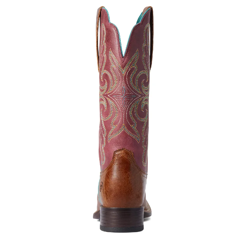 Ariat Ladies Primera Dark Tan & Pomegranate StretchFit Boots 10038461