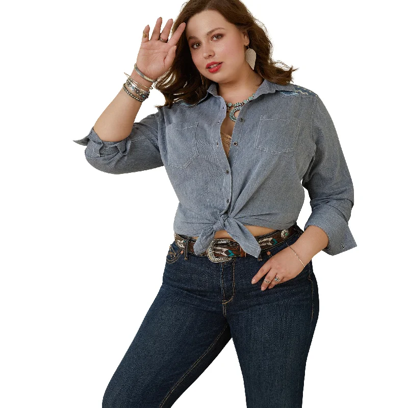 Ariat® Ladies R.E.A.L Billie Jean Embroidered Chambray Shirt 10043451