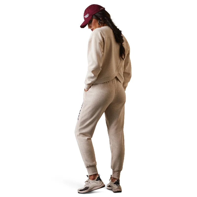 Ariat® Ladies R.E.A.L Logo Oatmeal Heather Jogger Pants 10043684