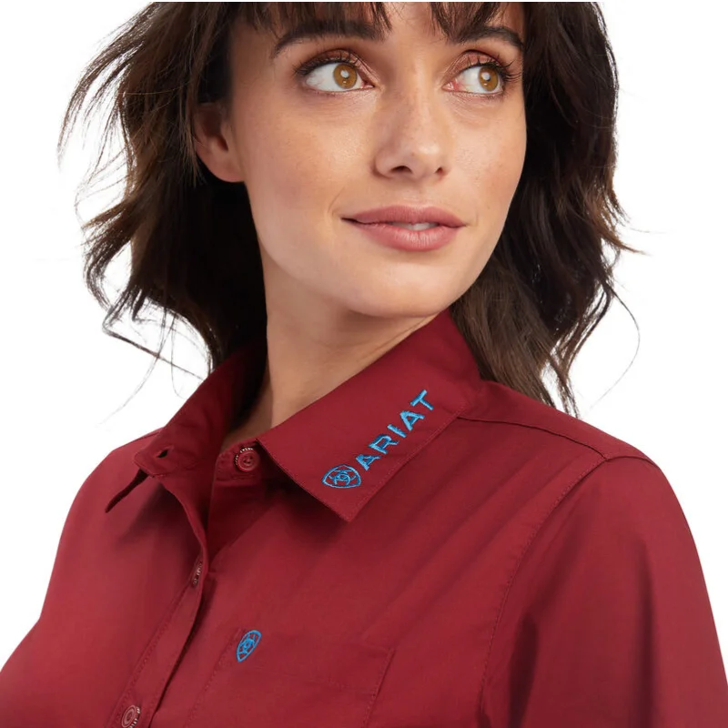 Ariat® Ladies Team Kirby Straight Rouge Red Button Down Shirt 10041434