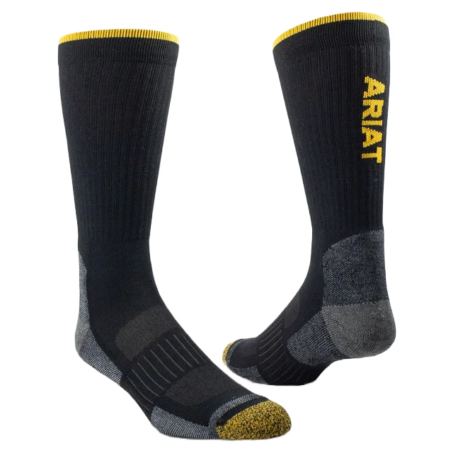 Ariat Tek Work Performance 2 Pack Black Crew Socks AR2777-002