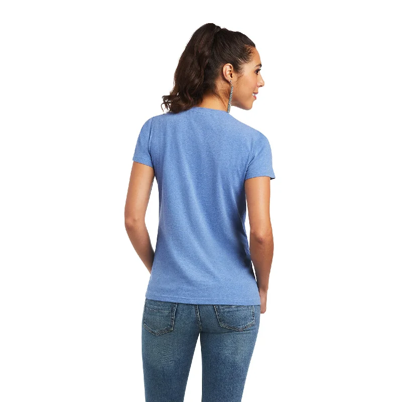 Ariat Women's REAL Tropics Steerhead Blue T-Shirt 10040533