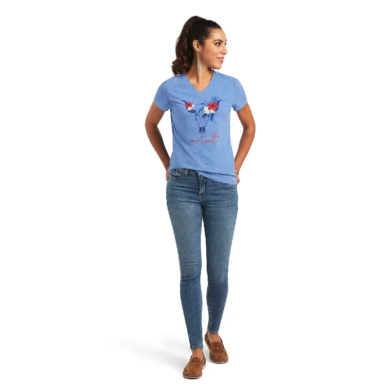 Ariat Women's REAL Tropics Steerhead Blue T-Shirt 10040533