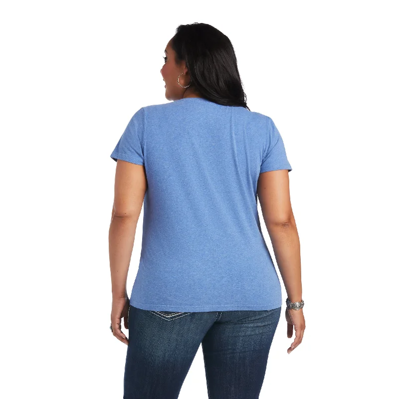 Ariat Women's REAL Tropics Steerhead Blue T-Shirt 10040533