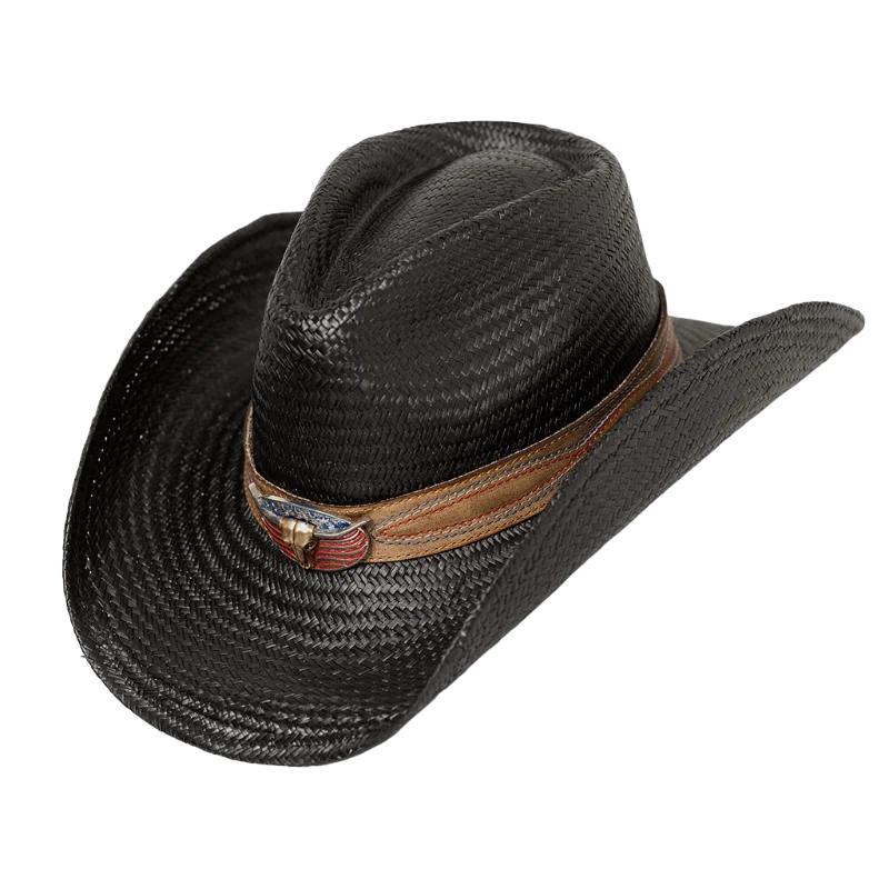 Austin Handmade Hats Linker Black Straw Hat 05-905