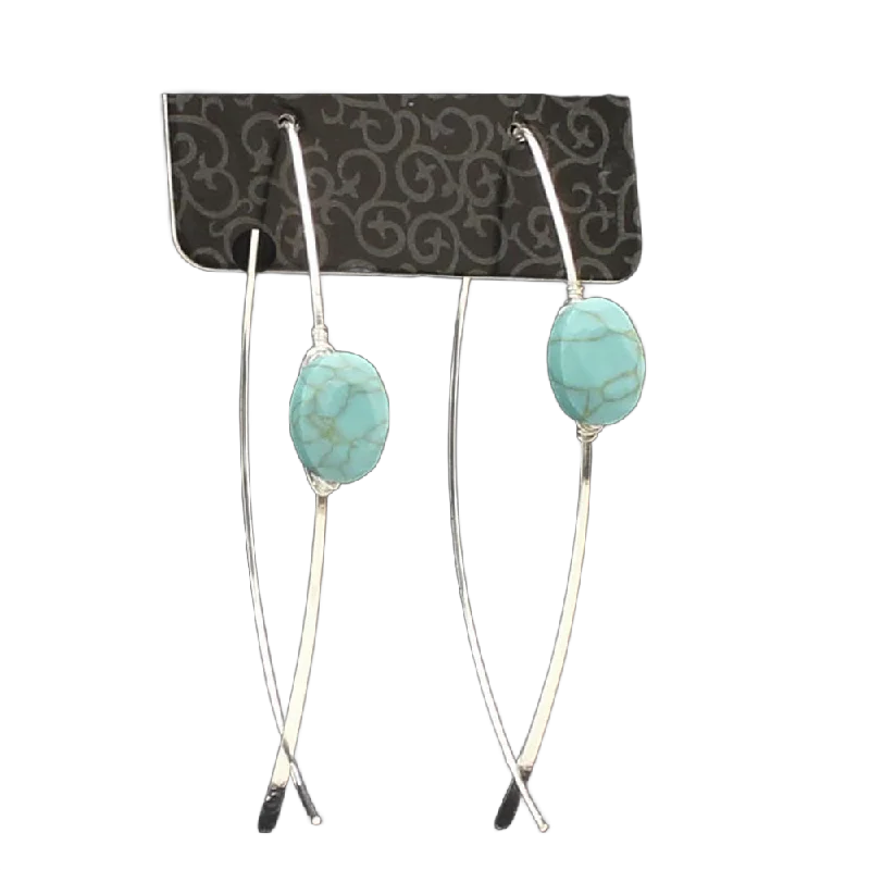 Blazin Roxx® Ladies Turquoise Stone Silver Hook Earrings 30918