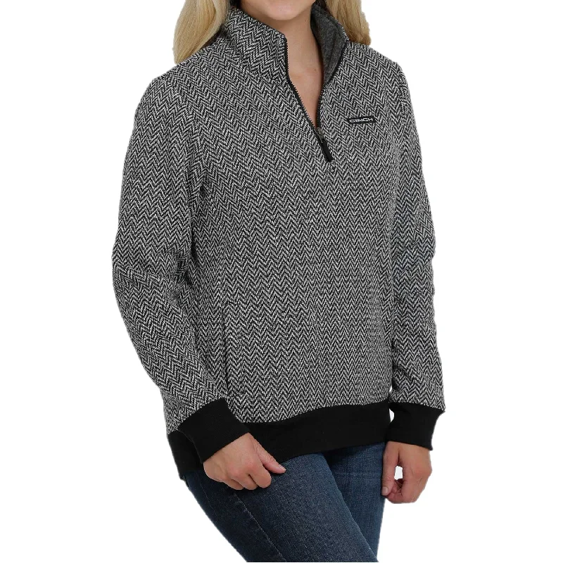 Cinch Ladies 1/4 Zip Black and Grey Chevron Sweater MAK9822002