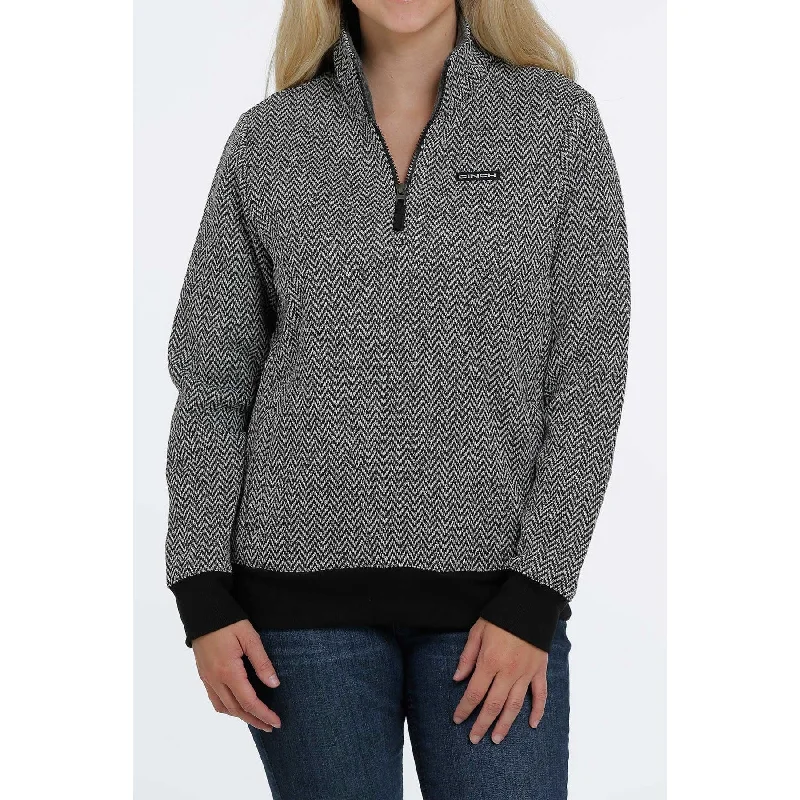 Cinch Ladies 1/4 Zip Black and Grey Chevron Sweater MAK9822002