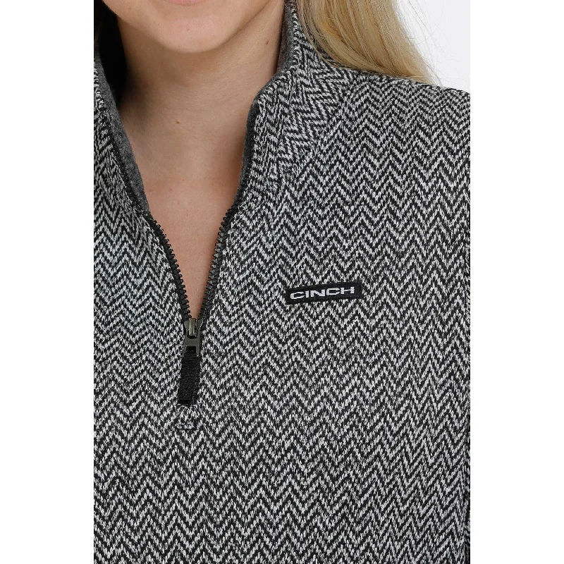 Cinch Ladies 1/4 Zip Black and Grey Chevron Sweater MAK9822002