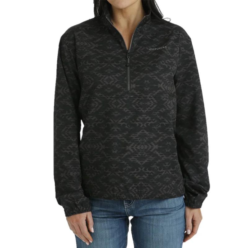 Cinch Ladies Black Aztec Printed 1/2 Zip Pullover MAK7902002