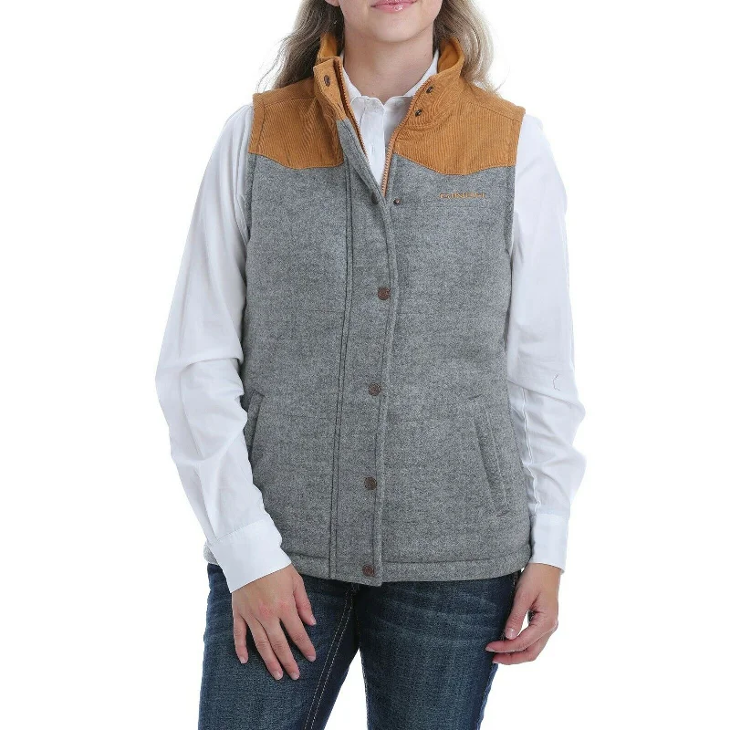 Cinch Ladies  Grey Brushed Tweed Vest MAV9884002