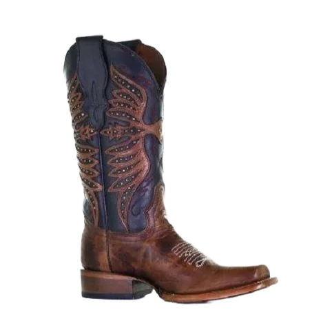 Circle G by Corral Ladies Embroidery & Studs Black & Brown Boots L2024