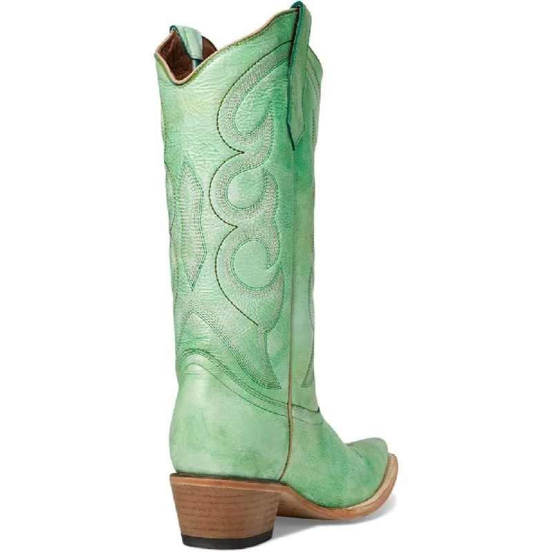 Circle G by Corral Ladies Hand Painted Lime Green Snip Toe Boots L5969