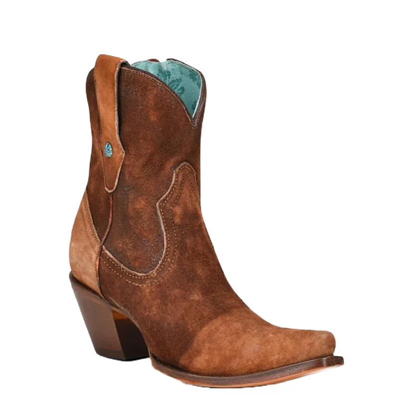 Corral Ladies Brown Lamb Ankle Bootie Boots A4171