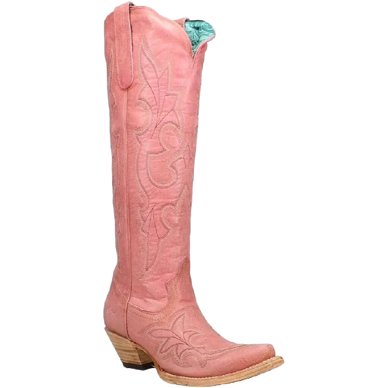 Corral Ladies Pink Tall Top Snip Toe Zip-Up Boots A4434