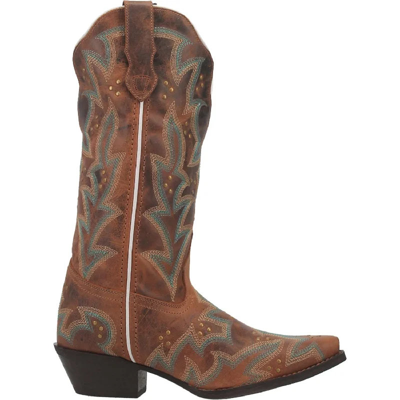 Laredo Ladies Adrian Snip Toe Honey Studded Western Boots 52412