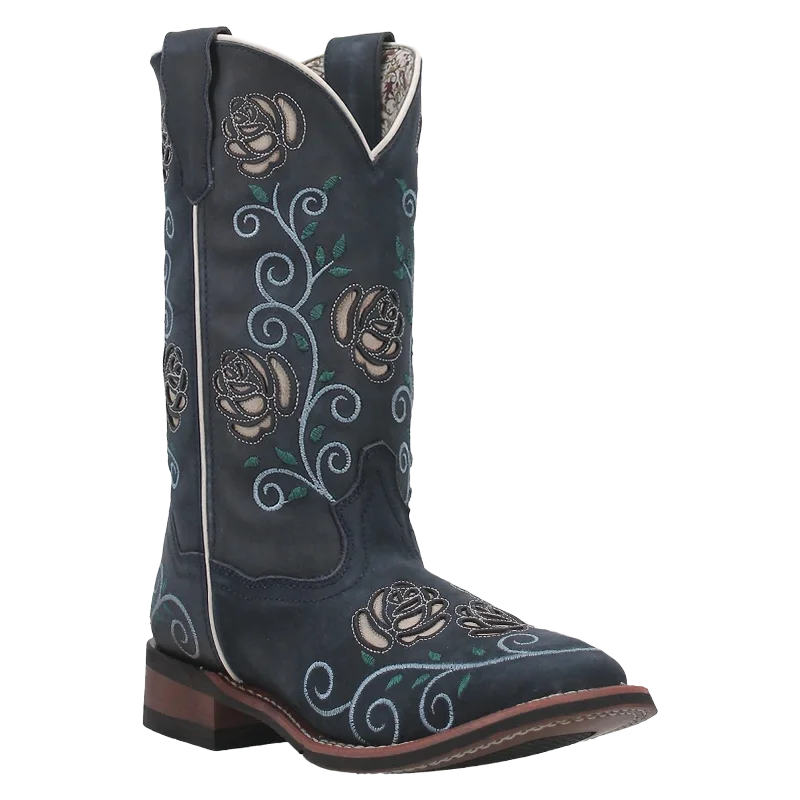 Laredo® Ladies Navy Willow Floral Square Toe Pull On Western Boots 5885